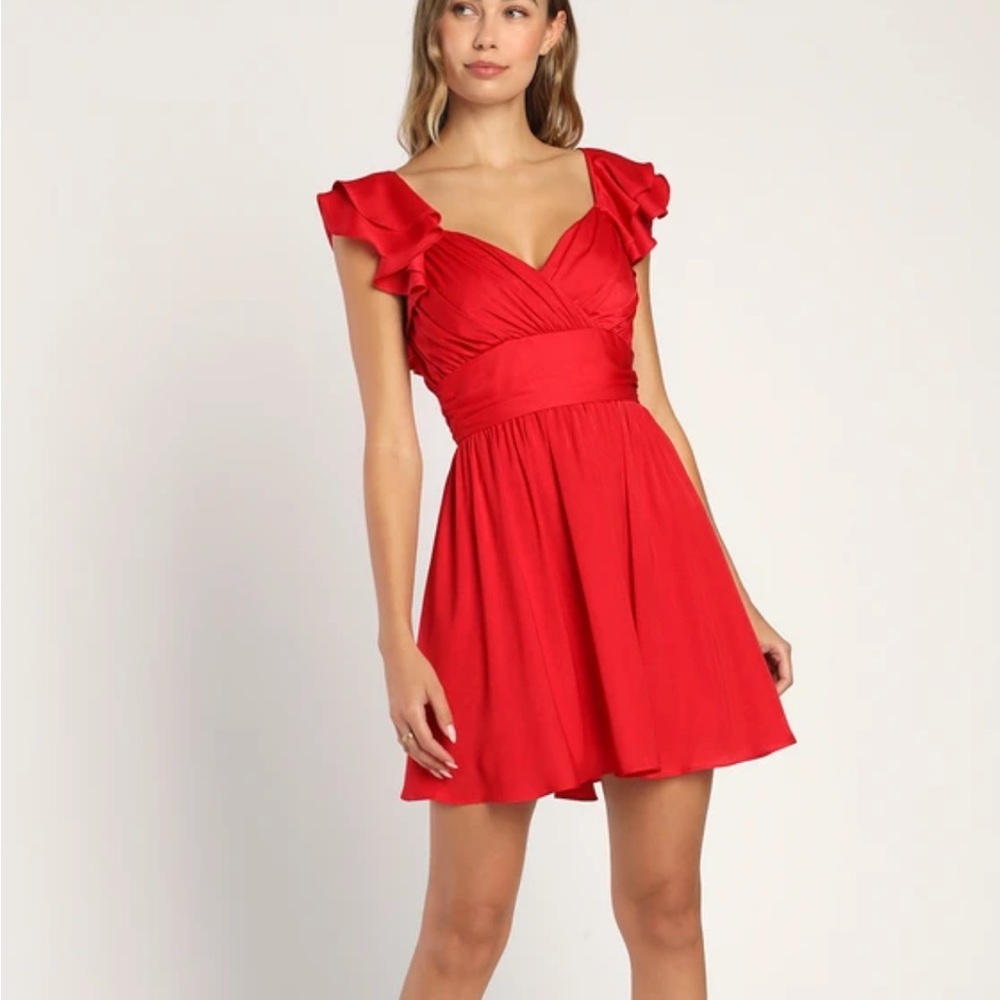 Lulus Daytime Darling Red Ruffled Mini Dress XSmall